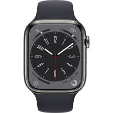 Apple Watch Series 8 (GPS + Cellular, 45 mm) Stainless Steel Case Graphite with Midnight Sports Strap (Refurbished)