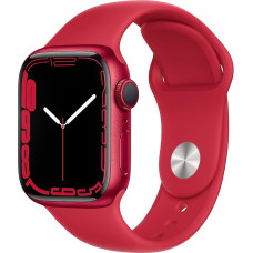 Apple Watch Series 7 (GPS, 41mm) - Red Aluminium Case with Red Sports Band (Refurbished)