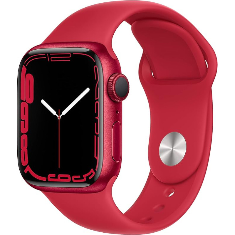 Apple Watch Series 7 (GPS, 41mm) - Red Aluminium Case with Red Sports Band (Refurbished)