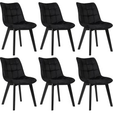 EUGAD 6 valgomojo kėdžių rinkinys, skirtas svetainei, virtuvei, valgomajam, virtuvės kėdės su atlošu, aksominė sėdynė, medinės kojos, maksimali apkrova 150 kg, juodos spalvos