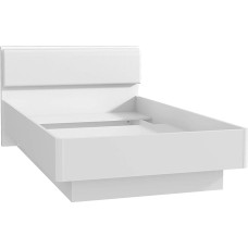 FORTE Snow Youth Bed, Lying Surface 120 x 200 cm, Wood Material, Matt White, 126.2 x 87.7 x 209.6 cm