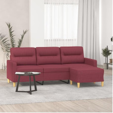 3201079 3-vietė sofa su taburete, Vyno raudona, 180 cm Audinys, Sofos ir kušetės, Sofa svetainė, Sofa paauglių kambariui, Sofa poilsiui, Sofa miegamajam, Miegamojo sofa, Minkšta sofa