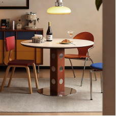KAANAA Round Dining Table 90 cm Modern Minimalist Style - Kitchen Table Dining Room Table with Sintered Stone Table Top and Wooden Metal Frame, White Suitable for Living Room, Dining Room and Kitchen