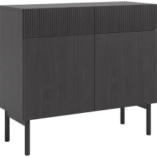 Selsey Nolie Portland Chest of Drawers 2 Doors 2 Drawers Cupboard Drawer Cabinet Push to Open 100 cm Black Ash