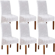 Maisto produktų dangteliai, sutrintas aksomas, tamprios elastingos kėdės, apsauginis dangtelis, nuimamas skalbiamas dangtelis, skirtas valgomojo kambariui, vestuvėms, banketams, vakarėliams, baltas, 6 vnt.