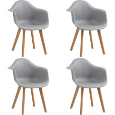 4 valgomojo kambario kėdžių rinkinys Porankis Retro kėdė Medinės kojos Kėdė šiaurietišku stiliumi Pilka