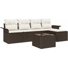 5 teiliges Garten Sofa Set mit Kissen Grau Poly Rattan Gartenlounge Modelis3345328