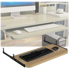 Ergonomische Tastaturablage aus Holz, höhenverstellbar, ausziehbare Tastaturplattform, 54, 60, 70 x 27 cm, einfache Installation unter dem Schreibtisch