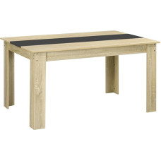 HOMCOM valgomojo stalas Virtuvės stalas 6 asmenims Skandinaviško stiliaus natūralios išvaizdos ir juodos spalvos medienos stalas Išmatavimai 140L x 90L x 75H cm