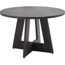 Apvalus valgomojo stalas 4-6 žmonėms, ūkinis virtuvės stalas, didelis valgomojo stalas, MDF virtuvės stalas valgomajam, virtuvei, svetainei (juodas, 120 x 120 x 76 cm)