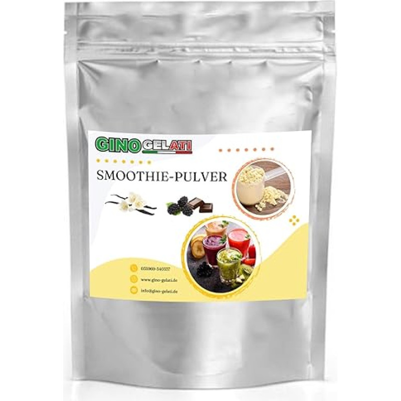 Gino Gelati Vanille Smoothie Pulver, verschiedene Varianten und Geschmäcke verfügbar, schnelle und einfache Zubereitung, Vegan, Made in Germany, BPA-frei (1 kg, Vanille Brombeere)