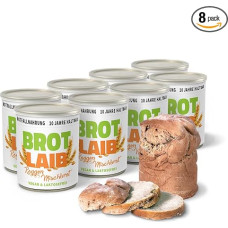 ration1 Tin Bread, Rye Mixed Bread, 8 x 350 g, Packed Bread in a Tin, 10 Year Shelf Life, Vegan & Lactose Free, Easy to Open & Enjoy, Ideal as Camping Food, for Festival, Outdoor, Survival Kit
