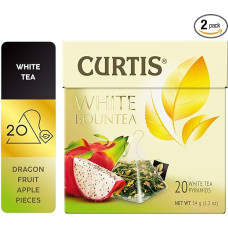 CURTIS White Bountea arbata su drakono vaisių skoniu, baltųjų lapų arbata, obuolių gabalėliais, rožių žiedlapiais, 20 pakelių