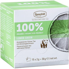Ronnefeldt 100% Lemon Green - Organic Green Tea with Lemon Flavour, 15 Tea Bags of 2 g, 30 g | Organic | Vegan | Eco-friendly, Quantity: 2 Pieces