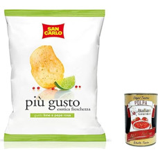 San Carlo più gusto lime and pink pepper chips, salted potato chips, 50 g + Italian gourmet polpa 400 g, pack of 10
