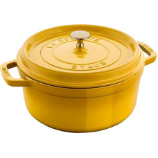 STAUB ketaus kepimo indas / puodas, apvalus, 24 cm, 3,7 l, aromato funkcija, skirta visų tipų viryklėms, įskaitant indukcines ir orkaites, citrinos spalvos