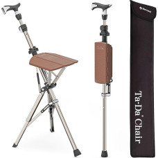 STEP2GOLD TA-Da Chair PRO - vaikščiojimo lazda su sėdyne, itin lengvas aliuminio rėmas ir tvirta sulankstoma taburetė (iki 120 kg), sulankstoma konstrukcija, idealiai tinka kelionėms ir ekskursijoms, reguliuojamas aukštis