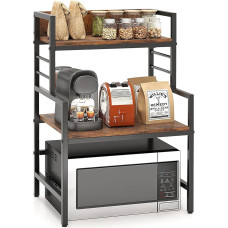 COSTWAY 3-Tier Microwave Shelf, Microwave Stand with 2 Open Shelves & Metal Frame, Kitchen Shelf Standing, Microwave Holder Industrial up to 50 kg, 52 x 42 x 78 cm
