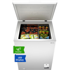 CHiQ Gefriertruhe FCF142DE,142 L Gefrierschrank, EEK E, 4 Sterne Gefrierfach, 83,5 cm hoch, Einstellbarer Temperaturregler, Starke Gefrierleistung, ßWeiß