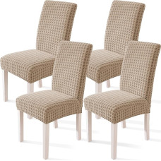 YSTELLAA Stretch kėdžių užvalkalai, 4 vnt., elastiniai kėdžių užvalkalai kėdėms, nuimami, kėdžių užvalkalai, patvarūs universalūs, skirti banketų ir vestuvių dekoravimui, chaki spalvos