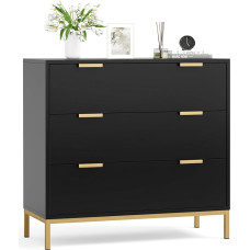 Yvsevnr Juoda komoda su stalčiais, miegamojo komoda su daug vietos, komoda svetainei, vaikų kambariui, biurui, 80 x 40 x 75 cm