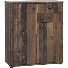 FORTE Tempra 2 komoda su 2 durelėmis ir 2 stalčiais, inžinerinė mediena, senovinio stiliaus, 73,7 x 85,5 x 34,8 cm (plotis x aukštis x gylis)