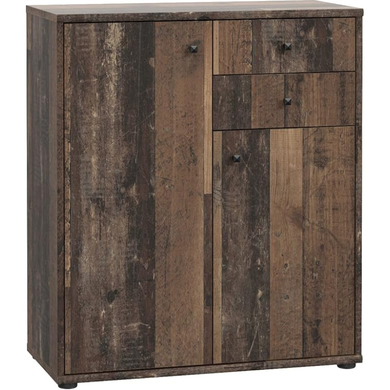 FORTE Tempra 2 komoda su 2 durelėmis ir 2 stalčiais, inžinerinė mediena, senovinio stiliaus, 73,7 x 85,5 x 34,8 cm (plotis x aukštis x gylis)