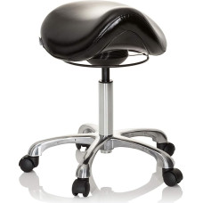 hjh OFFICE Ortho SIT 702310 Work Stool Artificial Leather Ergonomic Saddle Stool with Wheels Height Adjustable Black