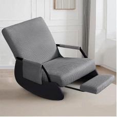 T-ZBDZ Supamasis krėslas su paminkštinimu, supamasis krėslas su ištraukiama atrama kojoms, itin didelis supamasis gultas, 3 kryptimis reguliuojamas atlošas, relaksacinis krėslas sode, svetainėje, miegamajame, balkone, pilkas