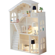 Lėlių namai Medinė knygų spinta vaikams Lėlių namai Žaislų knygų laikymo organizatoriaus lentyna su 3 pakopų ekrano lentynos vienetu Balta saugojimo lentyna Vaikų darželio baldai