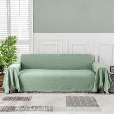 MEETSKY Žalias sofos užvalkalas, sofos užvalkalas sekcijų sofoms, universalus, medvilnės mišinys, storas audinys, skalbiamas, austos tekstūros, modernus dizainas svetainei, 231,1 x 381 cm,