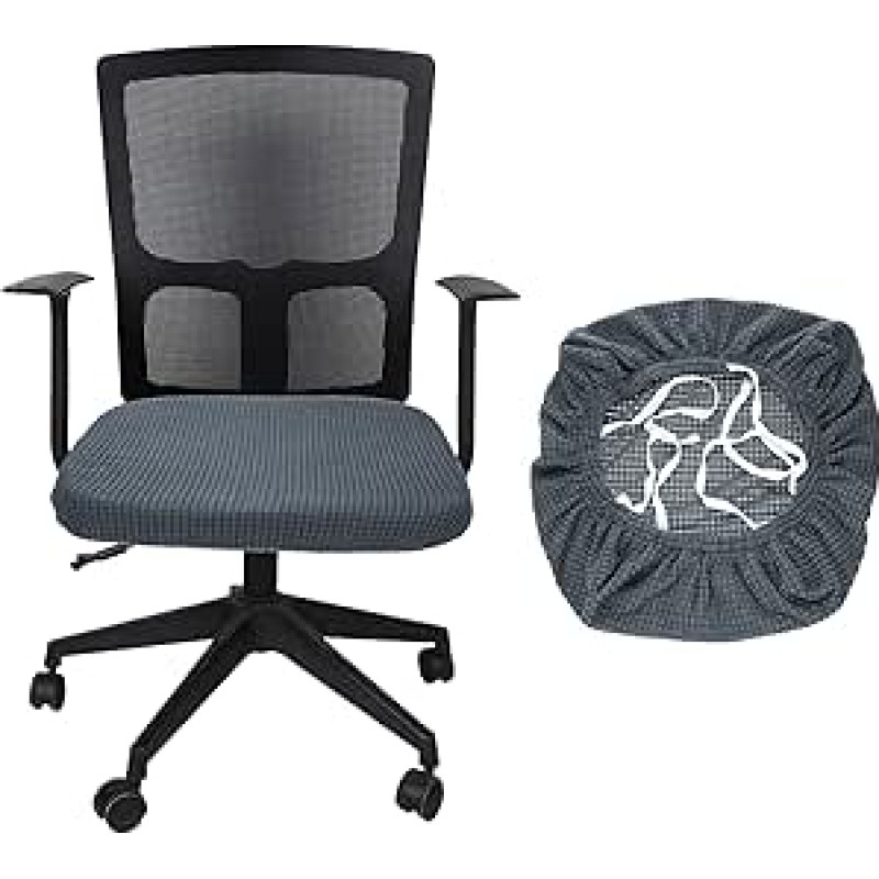 sourcing map Biuro kėdės dangtis, elastingas minkštas tinklelio tekstūros pasukamas kėdės dangtis skalbiamas rašomojo stalo kompiuterio sėdynės dangtelis, skirtas biurui L (45-48 cm), tamsiai pilkas