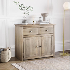 Home Discount Panama Sideboard 2 Door 2 Drawer Natural Wax Oak Solid Furniture