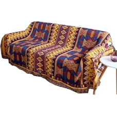 78977 Blanket Sofa Cover Sofa Throw Chair Cover Chenille Cotton Line Protective Cover Tassel Geometric Sofa Cover Multifunctional Couch Towel Rug Tablecloth Decoration Yellow 130 x 180 cm