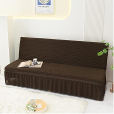 Vienspalvis be porankio sofos lovos dangtelis Poliesteris Spandeksas Futon Slipcover su elastingu dugnu ir sijonu, apsaugančiu nuo slydimo, skirtas sofai be porankio -Brown-