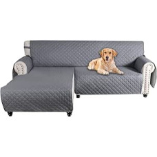 Sofa-Schonbezug, L-förmiger Sofabezug, Couchüberzüge, wendbarer Sofabezug für Wohnzimmer, Möbelschutz für Haustiere und Kinder, Wasserpoof, pflegeleicht (Grau, Medium)