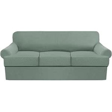 3 sofų dangtelių rinkinys T formos pagalvėlės sofos apsauginiai dangteliai Minkšti baldų dangteliai su 2 viengubais T formos pagalvėlių sėdynių dangteliais (baseinas, sofa)