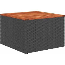 7-teiliges Garten-Sofa-Set mit Kissen Schwarz Poly Rattan Akazie Gartenlounge Modelis3347775