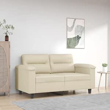 2-Sitzer-Sofa Creme 120 cm Kunstleder, Polstergarnitur Schlafcouch Schlafsofa Couch Geeignet für Büro Schlafzimmer Wohnung Hotel