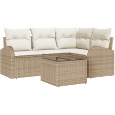 5 dalių sodo sofos komplektas su kopėtėlėmis Braunes Poly Rattan Gartenlounge Modelis3346031