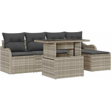 Gartensofa-Set mit Kissen 6 vnt Hellgrau Polyrattan Gartenmöbel Model3357185
