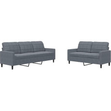 vidaXL 2 dalių sofos komplektas su pagalvėle Tamsiai pilka aksomo sofa, televizoriaus kėdė, fotelis, sofos komplektas, relaksacinė sofa, aksominė sofa, svetainės baldai, sofa su paminkštinimu