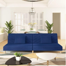 Schlafsofa mit 2 Sitzplätzen mit 2 blauen Stoffkissen, Möbel, Sofa, Bettrahmen, Bettgestell