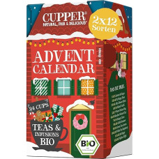 Cupper Organic Tea Advent Calendar 2025, Gift Christmas, Christmas Calendar without Chocolate with 24 Tea Bags, 2 x 12 Varieties, Two Exclusive Varieties