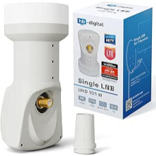 hb-digital Single LNB (Test Very Good) LNC Head 1 Subscriber Direct LTE Protected Satellite Digital Satellite Full HD TV 3D 4K UHD Contacts Gold-Plated Weather Protection White White