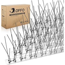 OFFO Bird Repellent Spikes Pre-Assembled for Roof and Windows, Durable Pigeon Repellent Spikes for Crows, Seagulls and Small Birds, Bird Repellent Spikes Set Cover 19.82 m, Silver