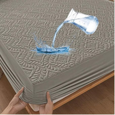 Neperšlampamas čiužinio užvalkalas 180 x 200 cm, 3D raštas, itin gerai sugeriantis, kvėpuojantis čiužinio užvalkalas, neperšlampama čiužinio apsauga, apsauga nuo drėgmės, prigludusios paklodės - pilka