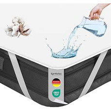 Komfortec Mattress Protector 180 x 200 cm, Cotton, Breathable, Anti-Allergy, No Crinkling, Oeko-Tex Certified, Waterproof Mattress Topper, Comfortable Fit, Easy Cleaning, Durable