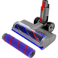 Pakaitinis šepetys, suderinamas su Dyson V7, V8, V10, V10, V11, V15 dulkių siurbliu, šepetėlio atsarginės dalies priedai, grindų antgalis su 4 priekiniais LED žibintais ir 1 keičiamuoju ritinėliu, skirtu kietiems paviršiams