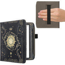 kwmobile Flip Case Compatible with Pocketbook Era/Era Colour - Front Compartment Hand Strap - Taro kortos Tamsiai mėlyna, geltona, juoda